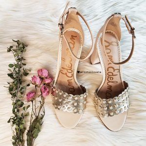Sam Edelman Yaria Gold Ivory Pearl heels 7.5 m
